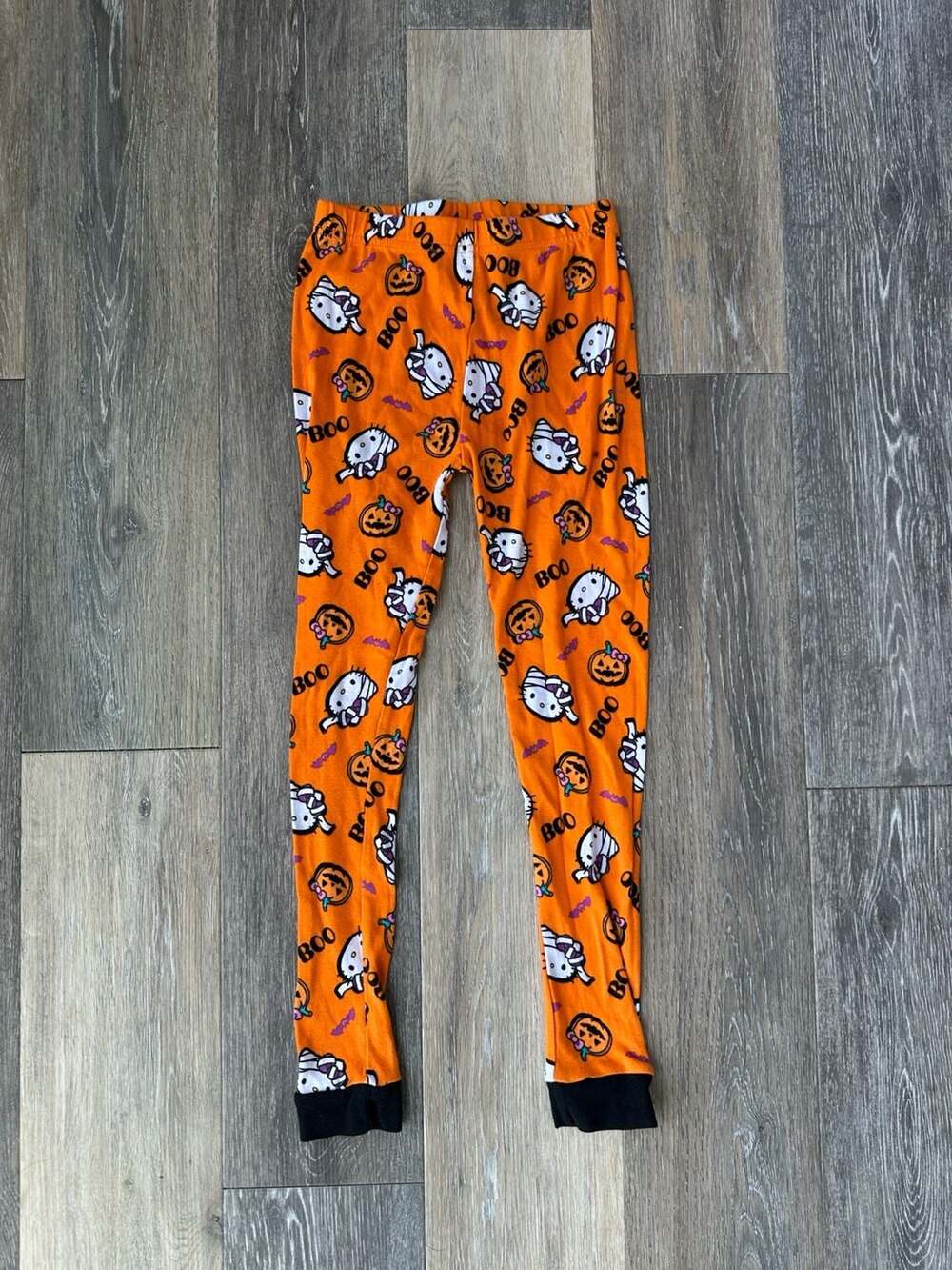 Sanrio Hello Kitty Halloween Orange Pajama Pants Kids Size 8 Boo Spooky